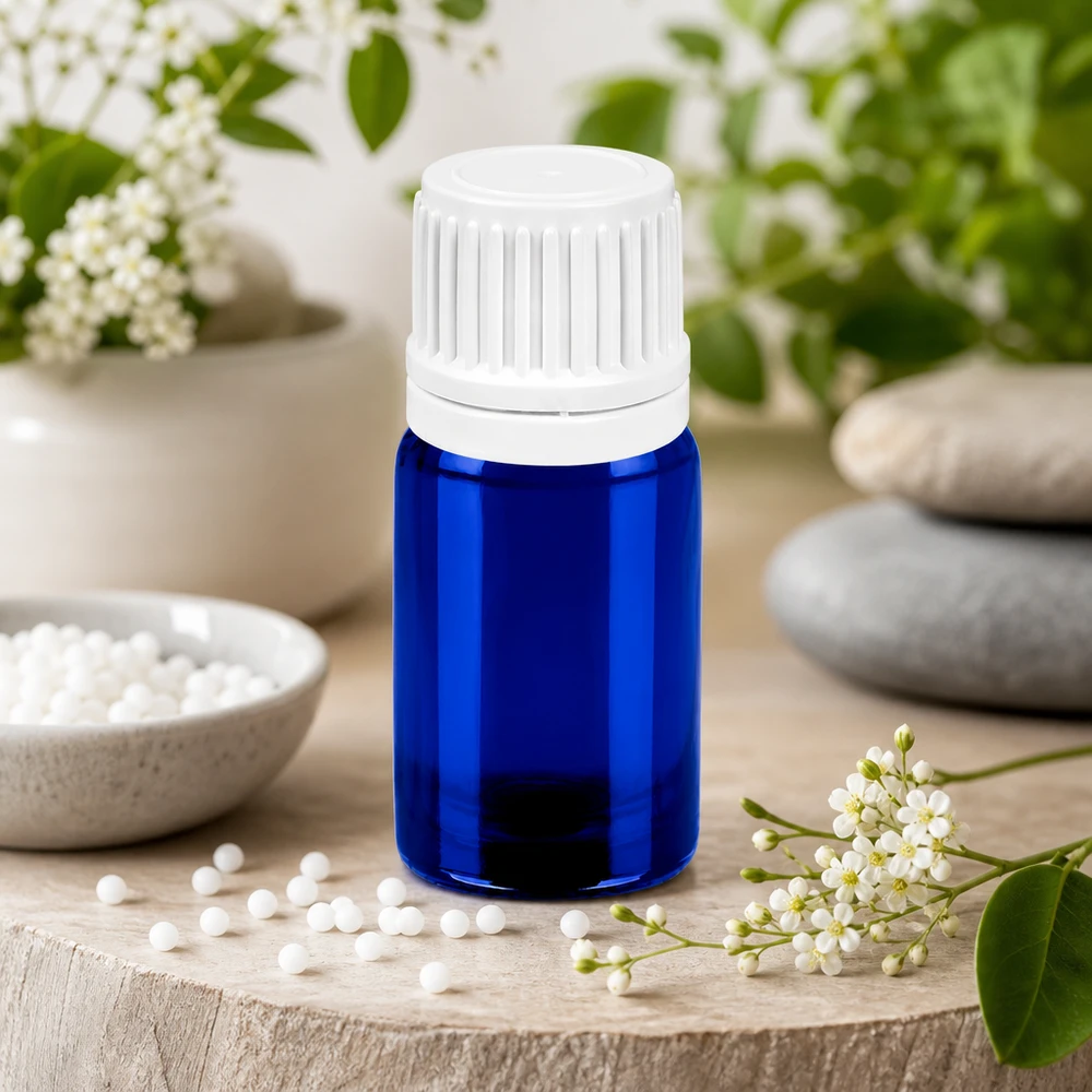 5ml lahvička s kapátkem 0,7 mm bílá s uzávěrem odolným proti manipulaci BlueLine UT18/5 Robuste 5ml Glasflasche BlueLine mit auslaufsicherem OV Verschluss für den täglichen Gebrauch