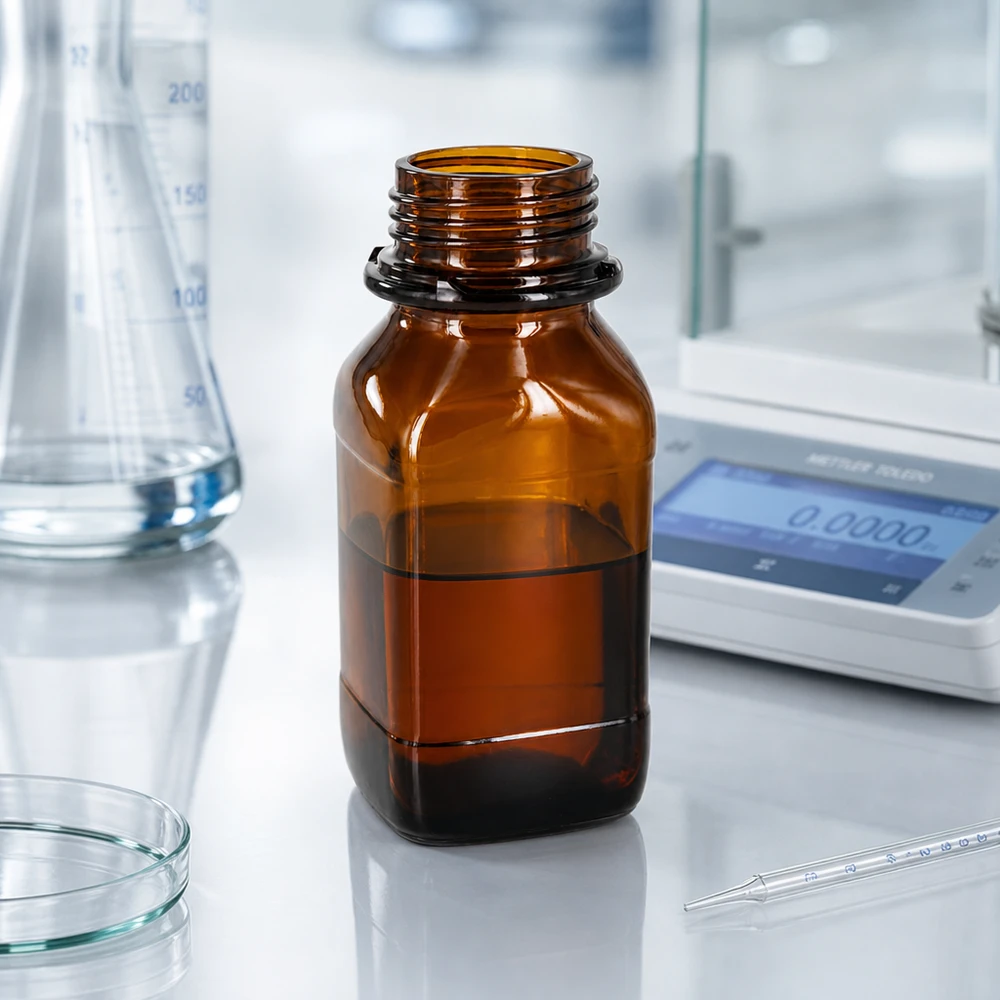 Kompakte 250ml Laborflasche mit platzsparender Bauform für effiziente Lagerung
