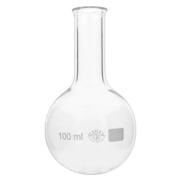 Baňka s kulatým dnem 100 ml s úzkým hrdlem Baňka s kulatým dnem 100 ml s úzkým hrdlem