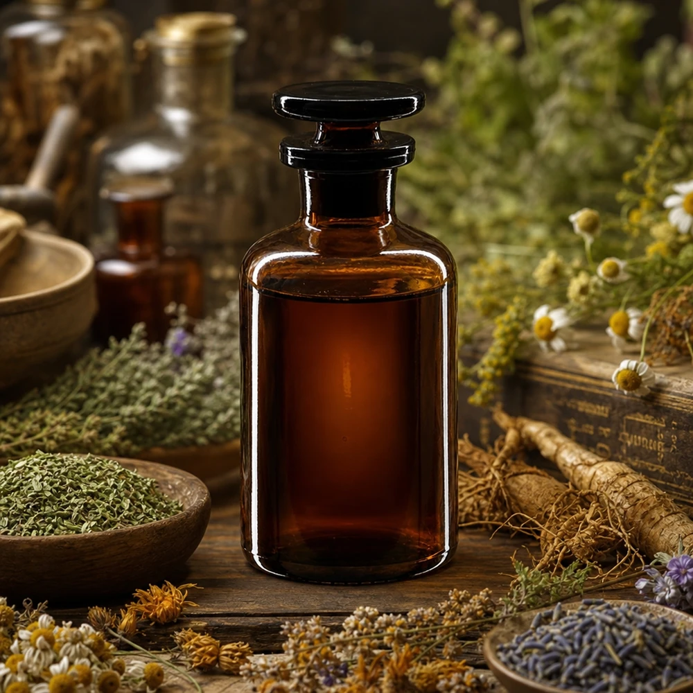 Láhev s kulatým ramenem 50ml hnědá skleněná zátka s úzkým hrdlem Antike Aufbewahrungsflasche 50ml Braunglas Enghals für homöopathische Präparate Kräuter