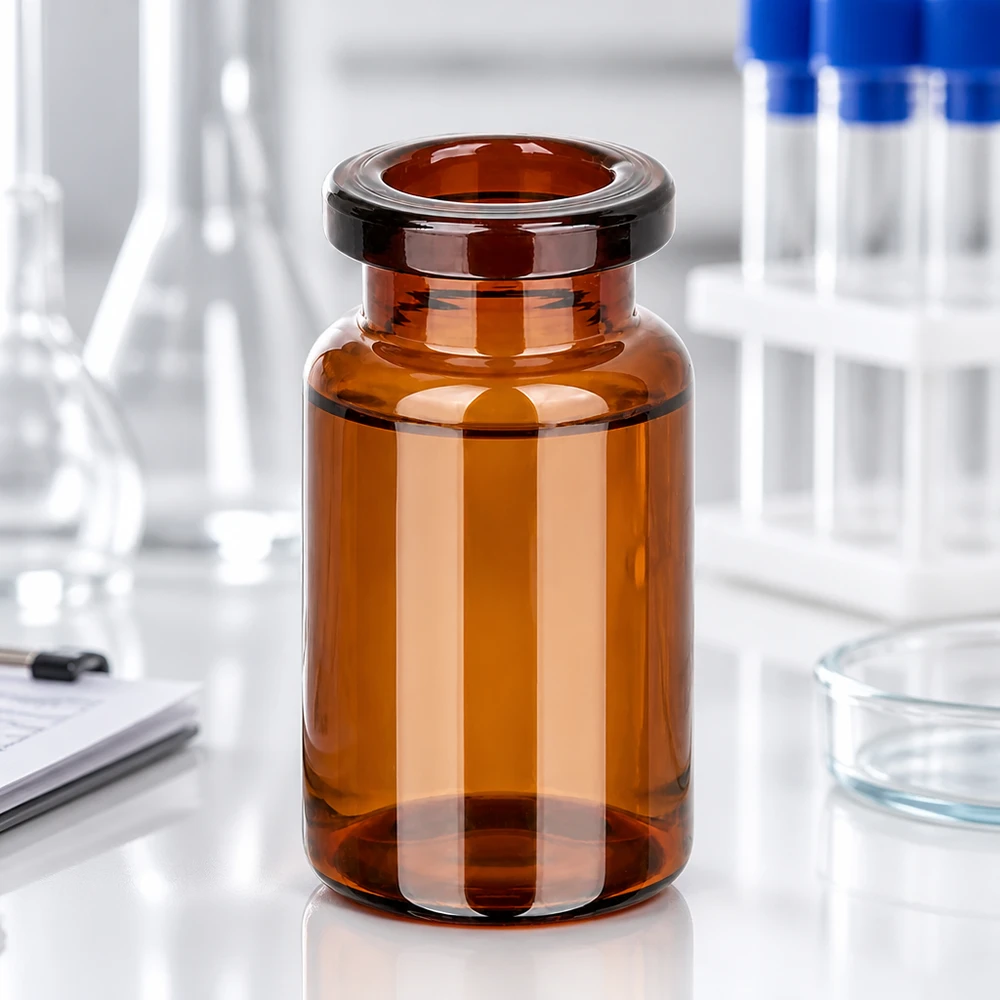 Injekční láhev z jantarového skla 5ml Kompakte Injektionsflasche 5ml Braunglas mit breiter Öffnung und stabilem Boden