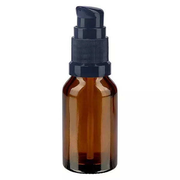 Lékárenská lahvička hnědá 30ml uzávěr s pumpičkou černá standardní Lékárenská lahvička hnědá 30ml uzávěr s pumpičkou černá standardní