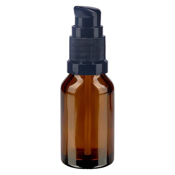 Lékárenská lahvička hnědá 30ml uzávěr s pumpičkou černá standardní Lékárenská lahvička hnědá 30ml uzávěr s pumpičkou černá standardní