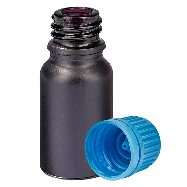 10ml lahvička 11mm šroubovací uzávěr modrý uzávěr s ochranou proti manipulaci BlackLine UT18/10 10ml lahvička 11mm šroubovací uzávěr modrý uzávěr s ochranou proti manipulaci BlackLine UT18/10
