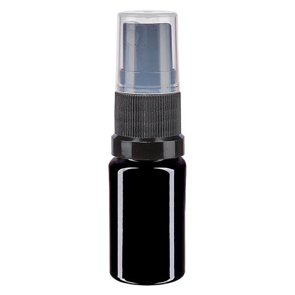 Lékárenská lahvička fialová 5ml rozprašovací nástavec černá Lékárenská lahvička fialová 5ml rozprašovací nástavec černá