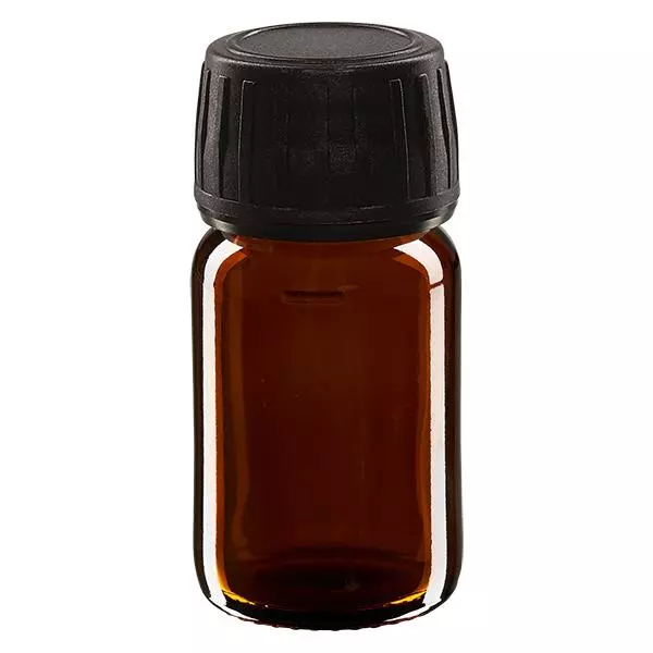 Flacons médicaux bruns avec bouchon noire