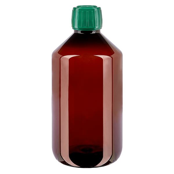 PET láhev 500ml se zeleným uzávěrem, který je zřetelný při manipulaci s lahví. PET láhev 500ml se zeleným uzávěrem, který je zřetelný při manipulaci s lahví.