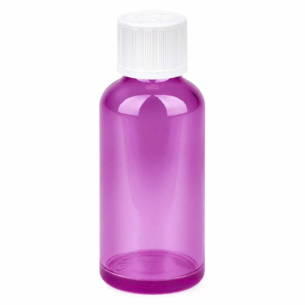Lila getönte 50ml Flasche mit kindersicherem Verschluss zum Schutz vor UV-Strahlung