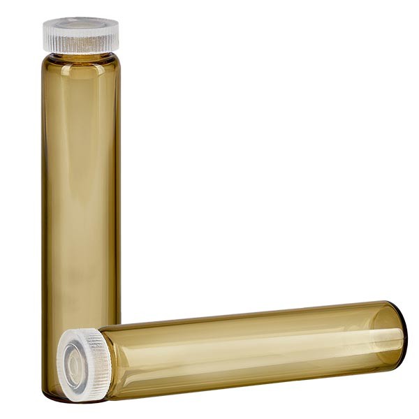 Sklenička s roll rimem, trubička na esence z jantarového skla 2ml Sklenička s roll rimem, trubička na esence z jantarového skla 2ml
