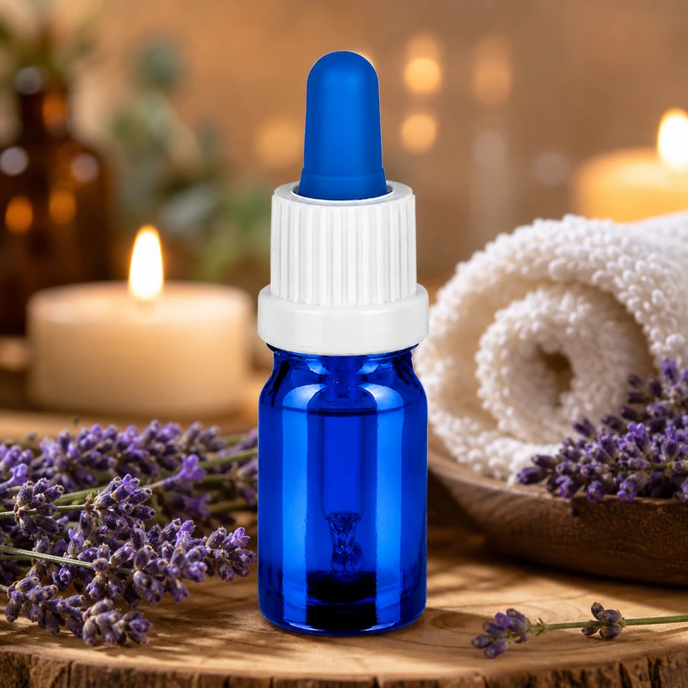 5ml pipetovací lahvička bílá/modrý uzávěr s ochranou proti manipulaci BlueLine UT18/5 Vielseitige 5ml Pipettenflasche in Blau mit weißem OV Verschluss für Pharmazie und Kosmetik