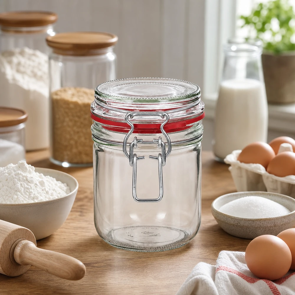 400ml zavařovací sklenice s gumovým kroužkem a výkyvným víčkem UNiTWIST. Traditionelles 400ml Weckglas mit Bügelverschluss klassisches Design für zeitlose Küchendeko