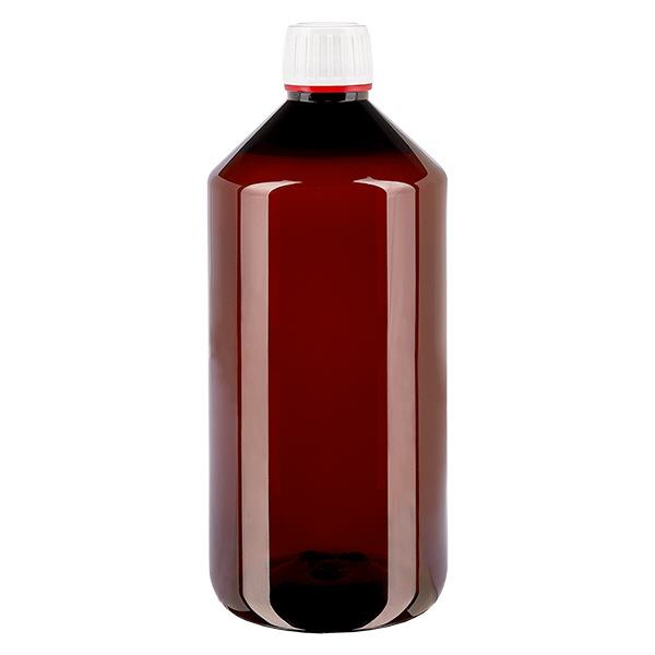 PET láhev 1000ml s bílým flip-top uzávěrem. PET láhev 1000ml s bílým flip-top uzávěrem.