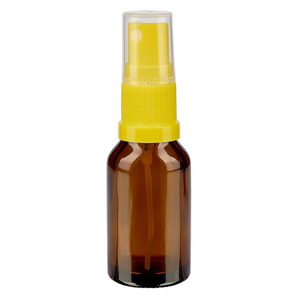 Lékárenská lahvička hnědá 30ml s nástavcem na sprej žlutá Lékárenská lahvička hnědá 30ml s nástavcem na sprej žlutá