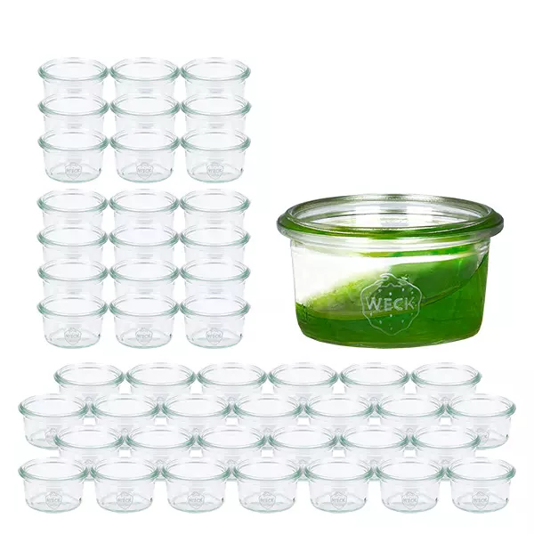 Sada 48 zavařovacích sklenic Weck 50ml tumblers se skleněným víčkem. Sada 48 zavařovacích sklenic Weck 50ml tumblers se skleněným víčkem.