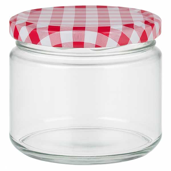 330ml kulatá sklenice s víčkem BasicSeal červená/bílá UNiTWIST