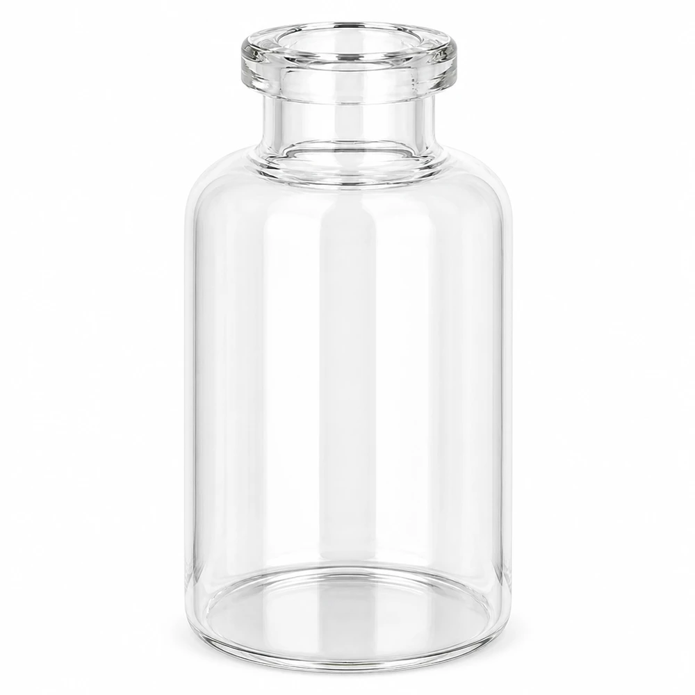 Injekční láhev z čirého skla 30ml Zylindrische Klarglas Injektionsflasche 30ml mit engem Hals und flachem Boden