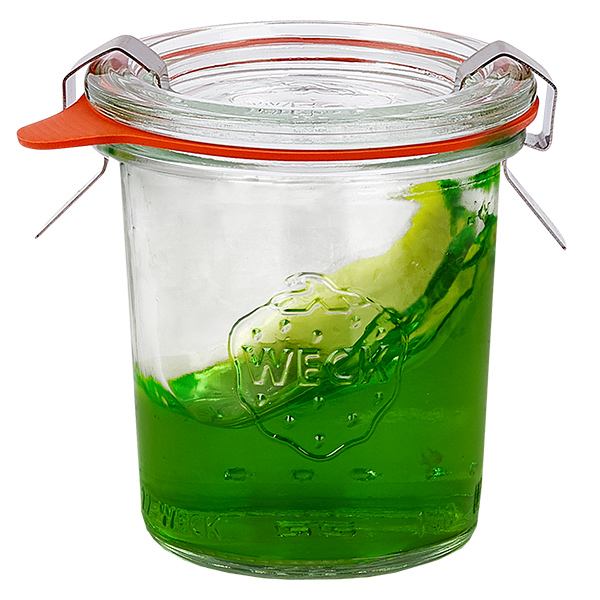 Sada 36 sklenic Weck o objemu 140 ml s 36 skleněnými víčky. Sada 36 sklenic Weck o objemu 140 ml s 36 skleněnými víčky.