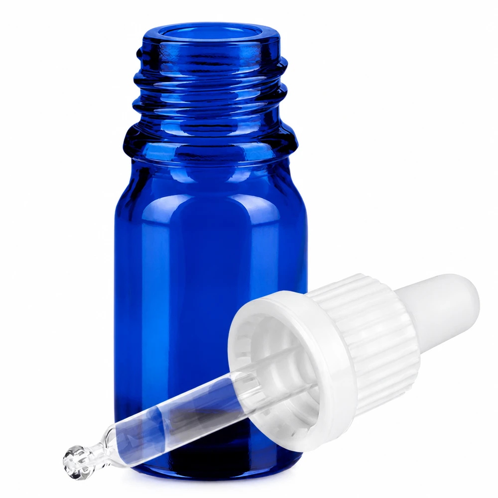 5ml pipetovací lahvička bílá s uzávěrem BlueLine UT18/5 s ochranou proti manipulaci Professionelle Pipettenflasche 5ml blau mit präzisem Tropfverschluss für Medizin