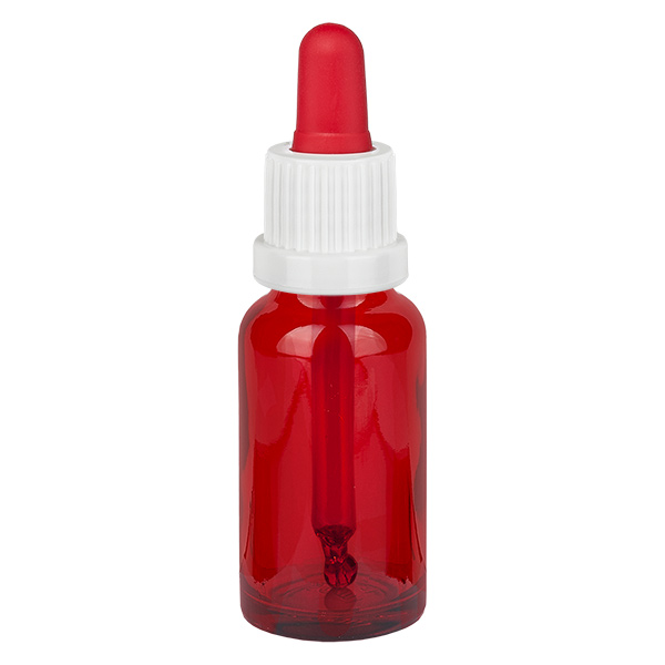 20ml pipetovací lahvička bílá/červená s tamper-evidentním uzávěrem RedLine UT18/20