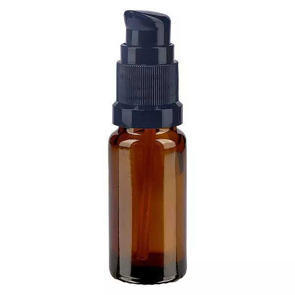Lékárenská láhev hnědá 10ml uzávěr pumpy černý standard Lékárenská láhev hnědá 10ml uzávěr pumpy černý standard