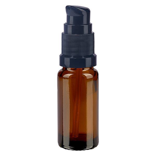 Lékárenská láhev hnědá 10ml uzávěr pumpy černý standard Lékárenská láhev hnědá 10ml uzávěr pumpy černý standard