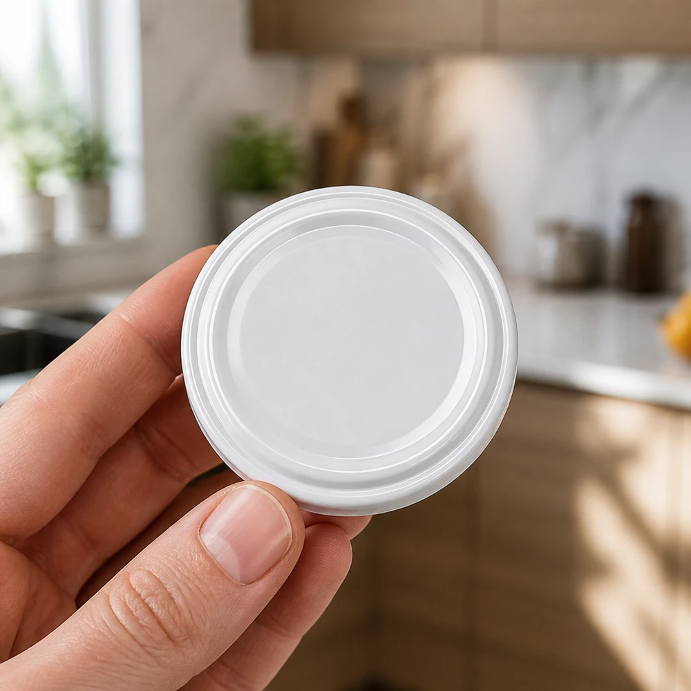 UNiTWIST TO43 bílé šroubovací víčko BioSeal BPA-NI unitemp v ruce v kuchyni