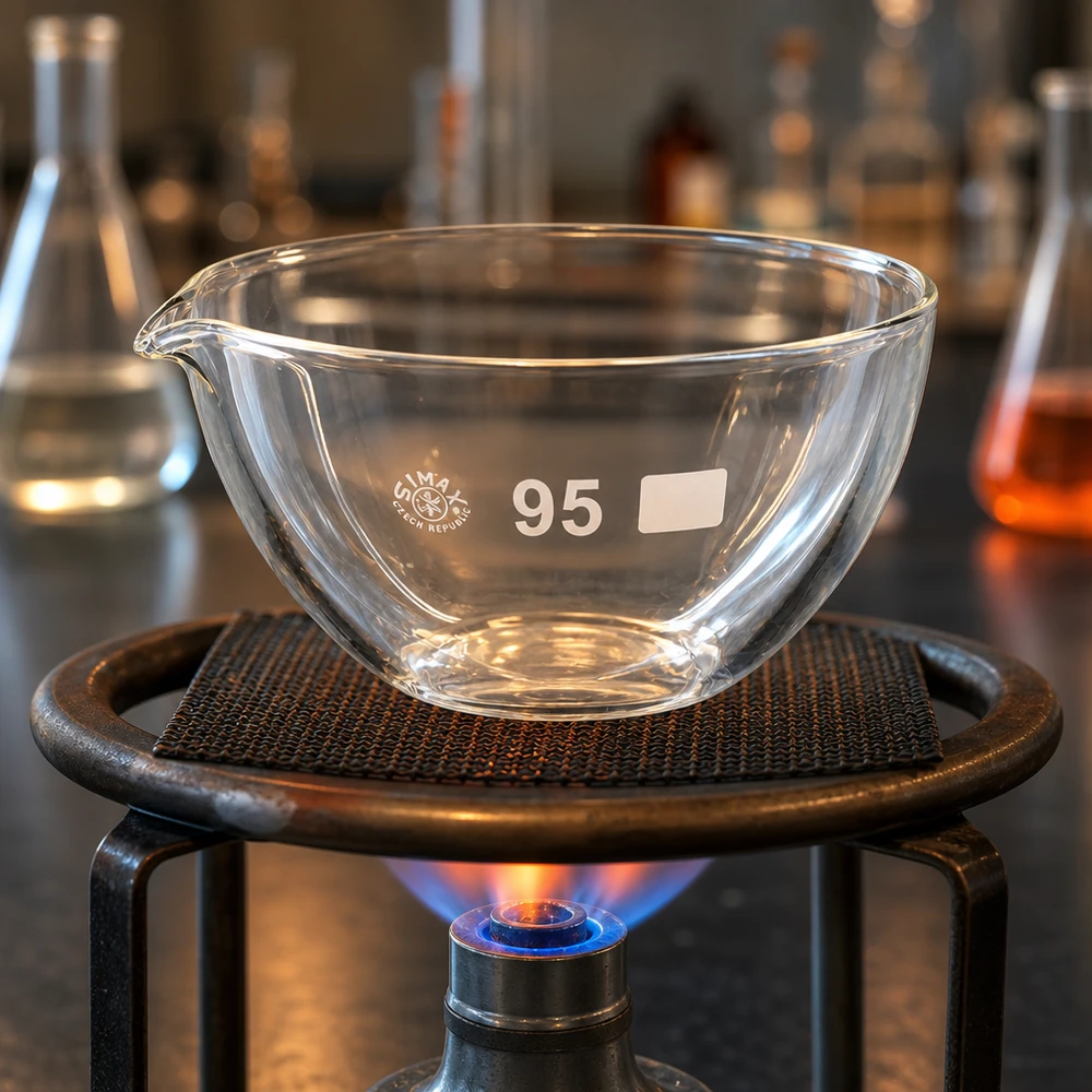 170ml odpařovací miska s borosilikátovou výlevkou ø95mm Präzise Abdampfschale aus Borosilikat 95mm mit Ausguss für quantitative Analysen