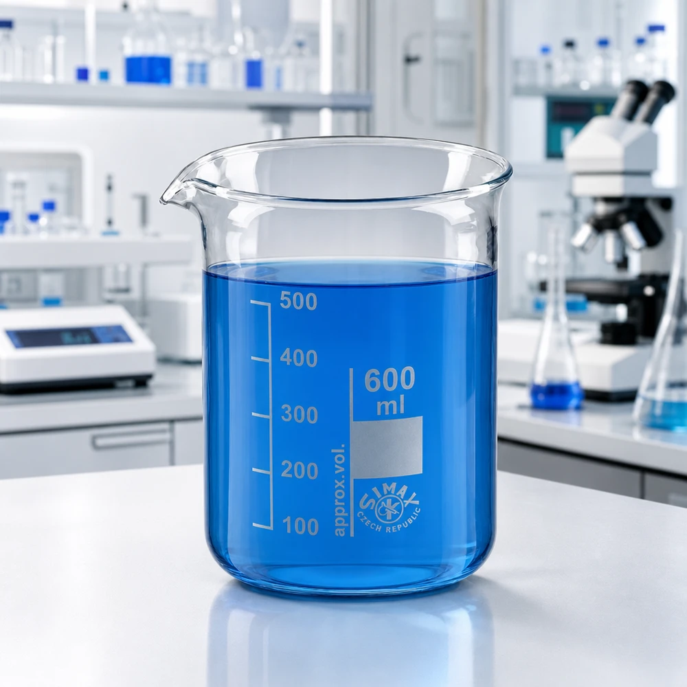 Kádinka 600 ml z borosilikátového skla, nízký tvar Laborglas Becherglas 600ml Borosilikat niedrige Form spülmaschinenfest mit Graduierung