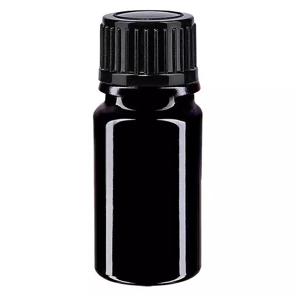 Lékárenská láhev fialová 5ml šroubovací uzávěr černý St.
