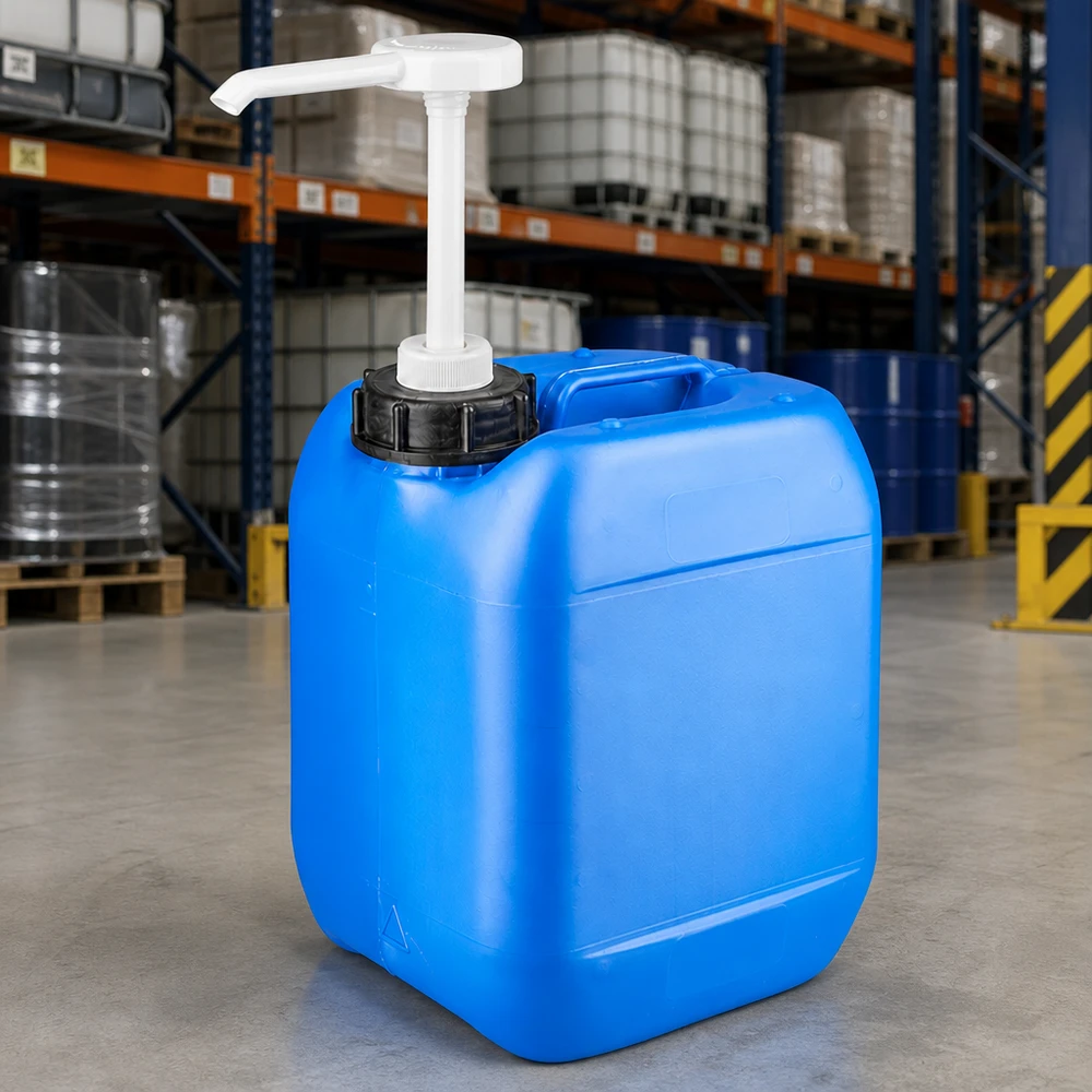 Tragbarer blauer Behälter 5 Liter mit ergonomischem Griff und Dosierpumpe
