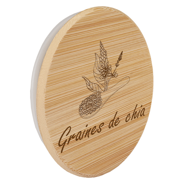 Couvercle en bois "graines de chia" pour WECK RR100 Couvercle en bois "graines de chia" pour WECK RR100