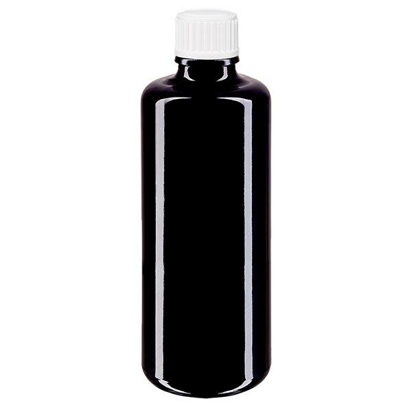 Lékárenská lahvička fialová 100ml kapátko bílé 0,8mm standardní Lékárenská lahvička fialová 100ml kapátko bílé 0,8mm standardní