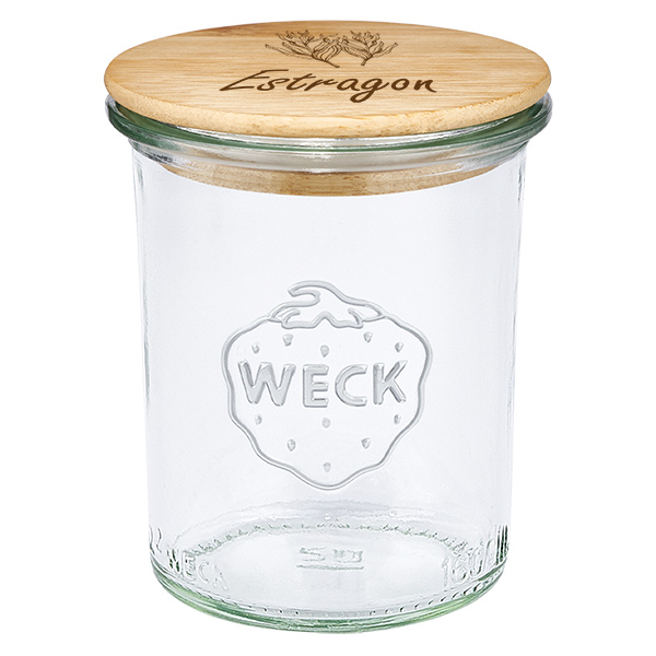 Couvercle en bois "Estragon" avec verre à pied WECK 160ml Couvercle en bois "Estragon" avec verre à pied WECK 160ml