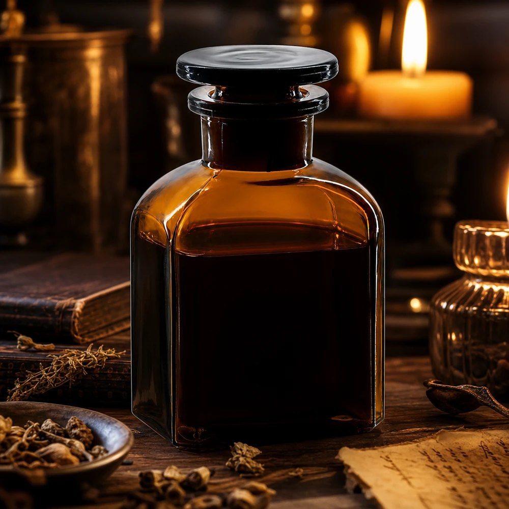 Čtvercová láhev 150ml hnědá skleněná zátka se širokým hrdlem Dunkle Sammelflasche 150ml Vierkant-Design mit Weithals-Glasstopfen für Naturheilkunde