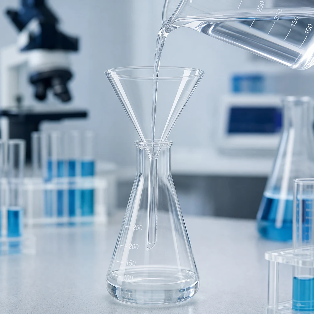 Trychtýř ø100mm borosilikátový úhel 60 krátký styl Präzisions-Labortrichter mit optimaler 60 Grad Neigung für verlustfreies Arbeiten