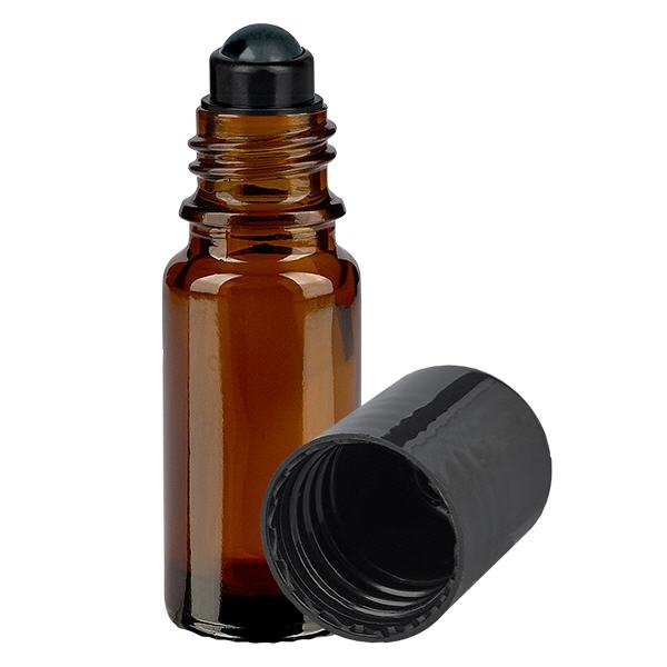 Lékárenská lahvička hnědá 10ml roll-on uzávěr černý Lékárenská lahvička hnědá 10ml roll-on uzávěr černý