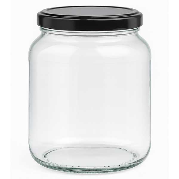370ml oválná sklenice s víčkem BasicSeal černá UNiTWIST