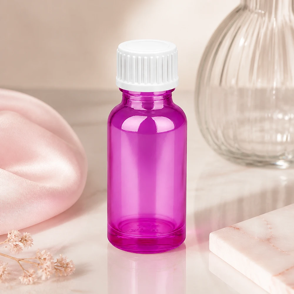 Moderne 20ml Violett-Glasflasche mit Standard-Verschluss für DIY-Kosmetik und Aromatherapie
