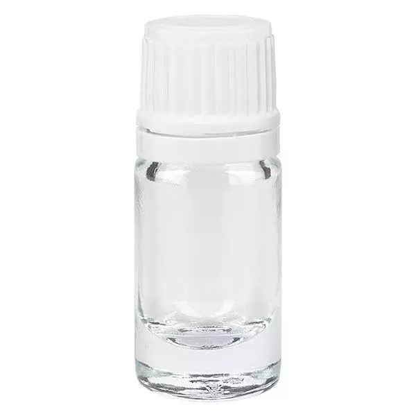 Lékárenská lahvička čirá 5ml se šroubovacím uzávěrem bílý uzávěr proti neoprávněné manipulaci. Lékárenská lahvička čirá 5ml se šroubovacím uzávěrem bílý uzávěr proti neoprávněné manipulaci.