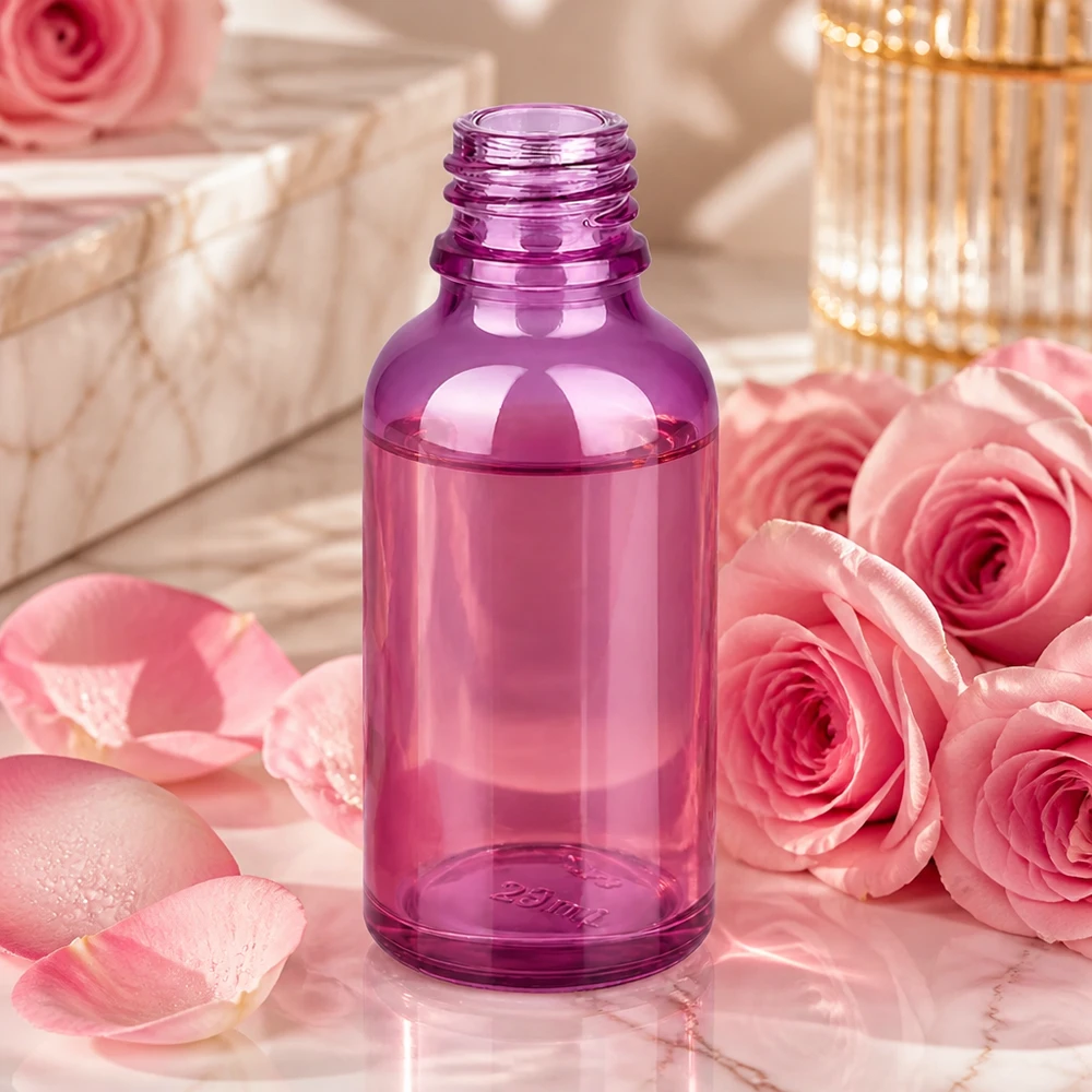30ml lékárenská lahvička PurpleLine UT18/30 UNiTWIST se sklem. Hochwertige 30ml Glasflasche UT18/30 in Violett für professionelle Kosmetik-Anwendungen