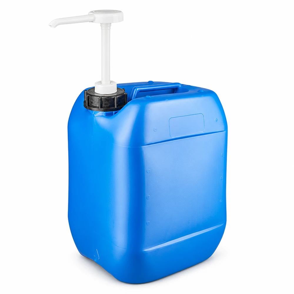 Kanystr 10 litrů modrý s dávkovacím čerpadlem Blauer Kunststoffkanister mit ergonomischem Griff und integrierter Dosierpumpe 10L