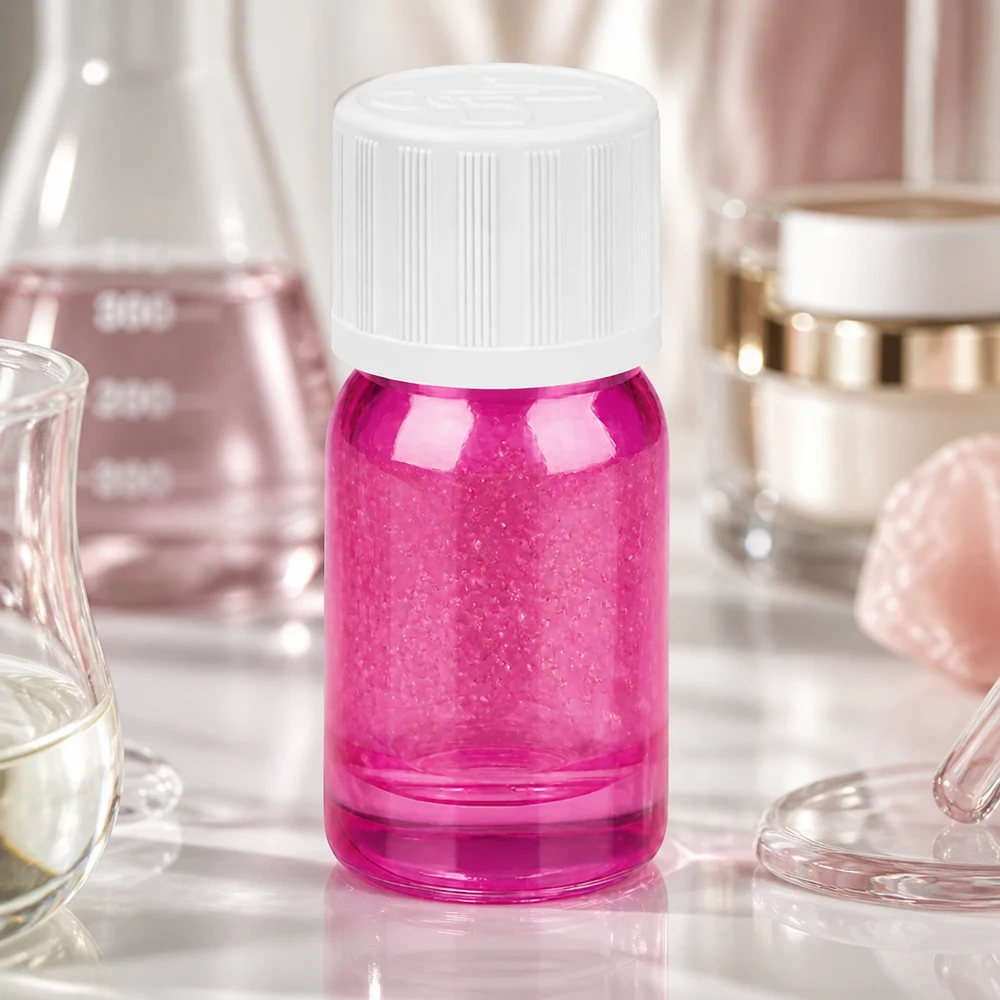 Miniatur Glasflasche in edlem Violett mit Schraubkappe ideal für Reisegrößen und Proben
