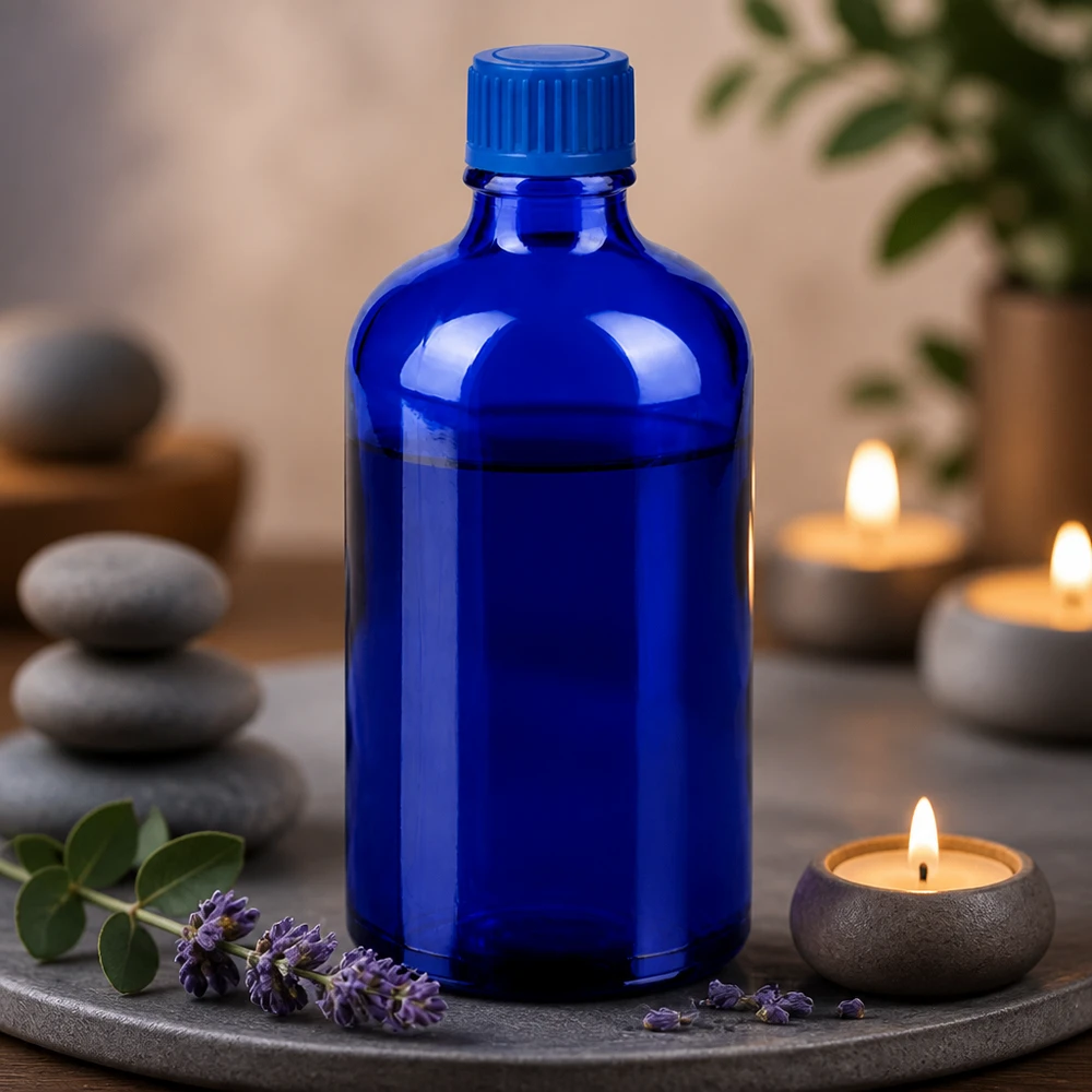 Vielseitige blaue Vorratsflasche 100ml STD BlueLine für DIY-Kosmetik und Hausapotheke