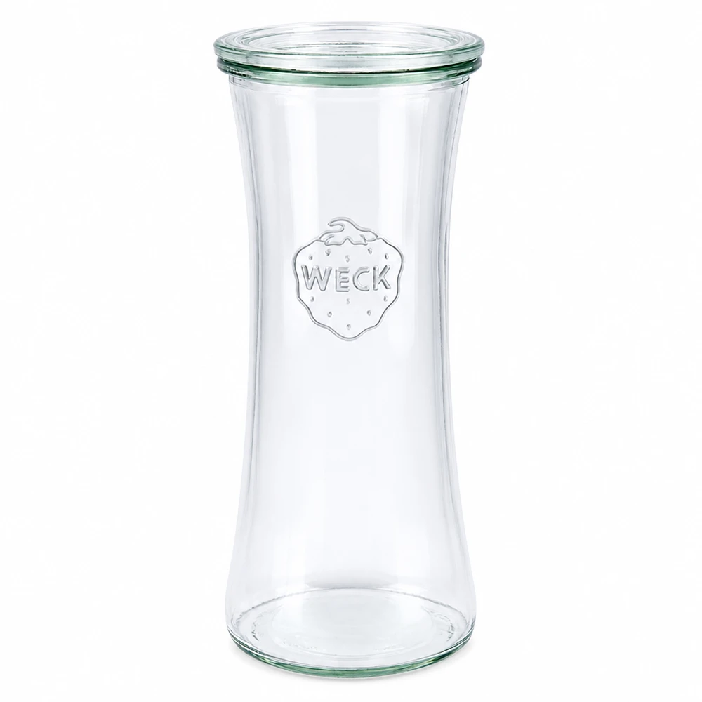WECK Delikatessenglas 700ml mit Glasdeckel RR80 - leeres Einmachglas mit Logo auf weißem Hintergrund