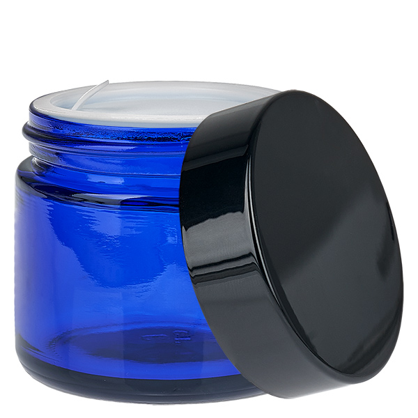 Skleněná dóza 60ml modrá s vkládacím víčkem UNiTWIST. Skleněná dóza 60ml modrá s vkládacím víčkem UNiTWIST.