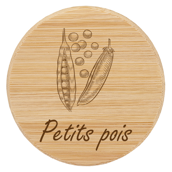 Couvercle en bois &quot;Petits pois&quot; pour WECK RR100