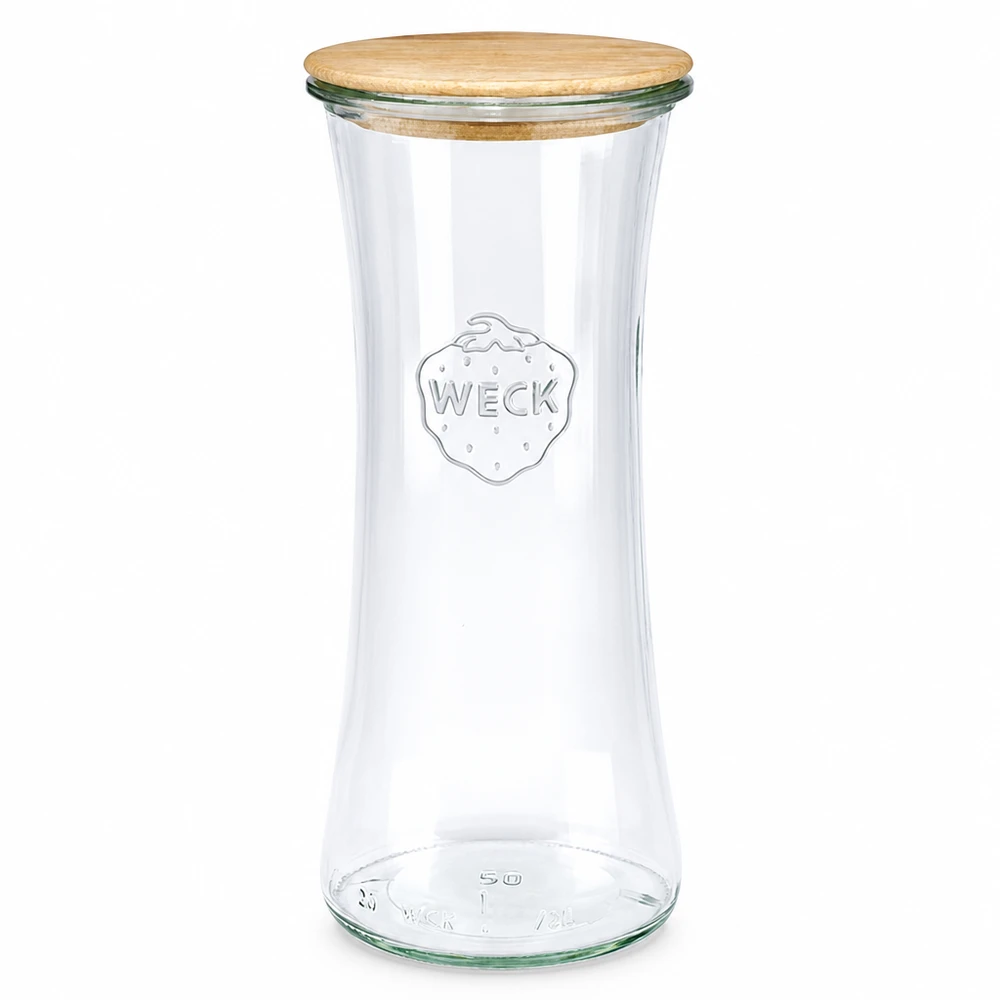 WECK Delikatessenglas 700ml RR80 mit Holzdeckel Einmachglas Vorratsglas transparent Glasdose mit Bambus Deckel