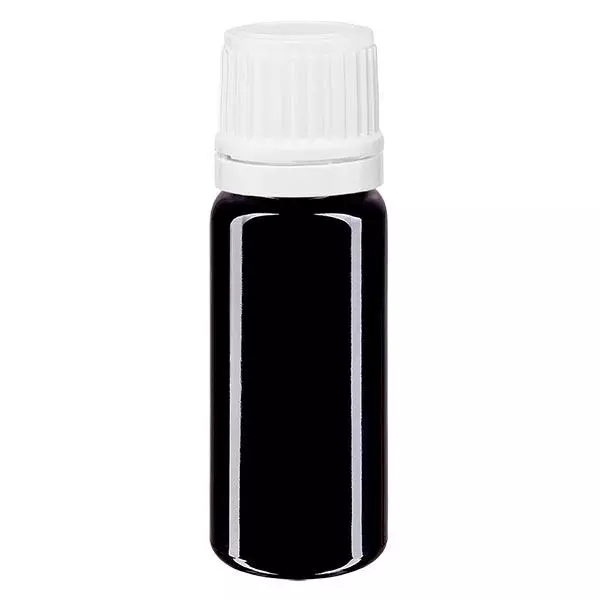 Lékárenská lahvička violet 10ml šroubovací uzávěr bílý nedovolená manipulace s uzávěrem.