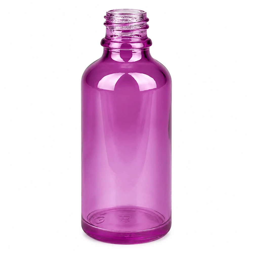 Zylindrische 50ml Glasflasche PurpleLine UT18/50 mit schlanker Form und violetter Färbung