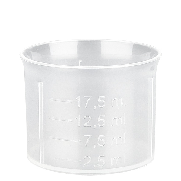 Průhledný dávkovací kelímek 20ml se stupnicí ApoGlas Průhledný dávkovací kelímek 20ml se stupnicí ApoGlas
